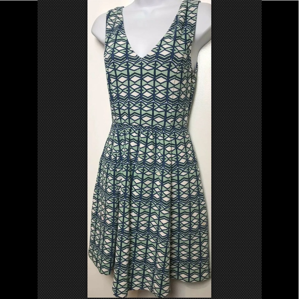 MAEVE Dress Sleeveless Geometric Keyhole Fit Flare - Picture 4 of 8